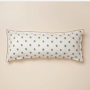 HEARTH & HAND NWT Clipped Dobby Embroidered Lumbar Green Throw Pillow 36x14 NEW